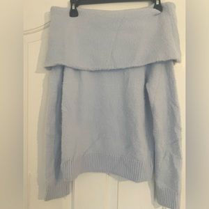 Women’s H&M baby blue fuzzy off the shoulder sweater size xsmall